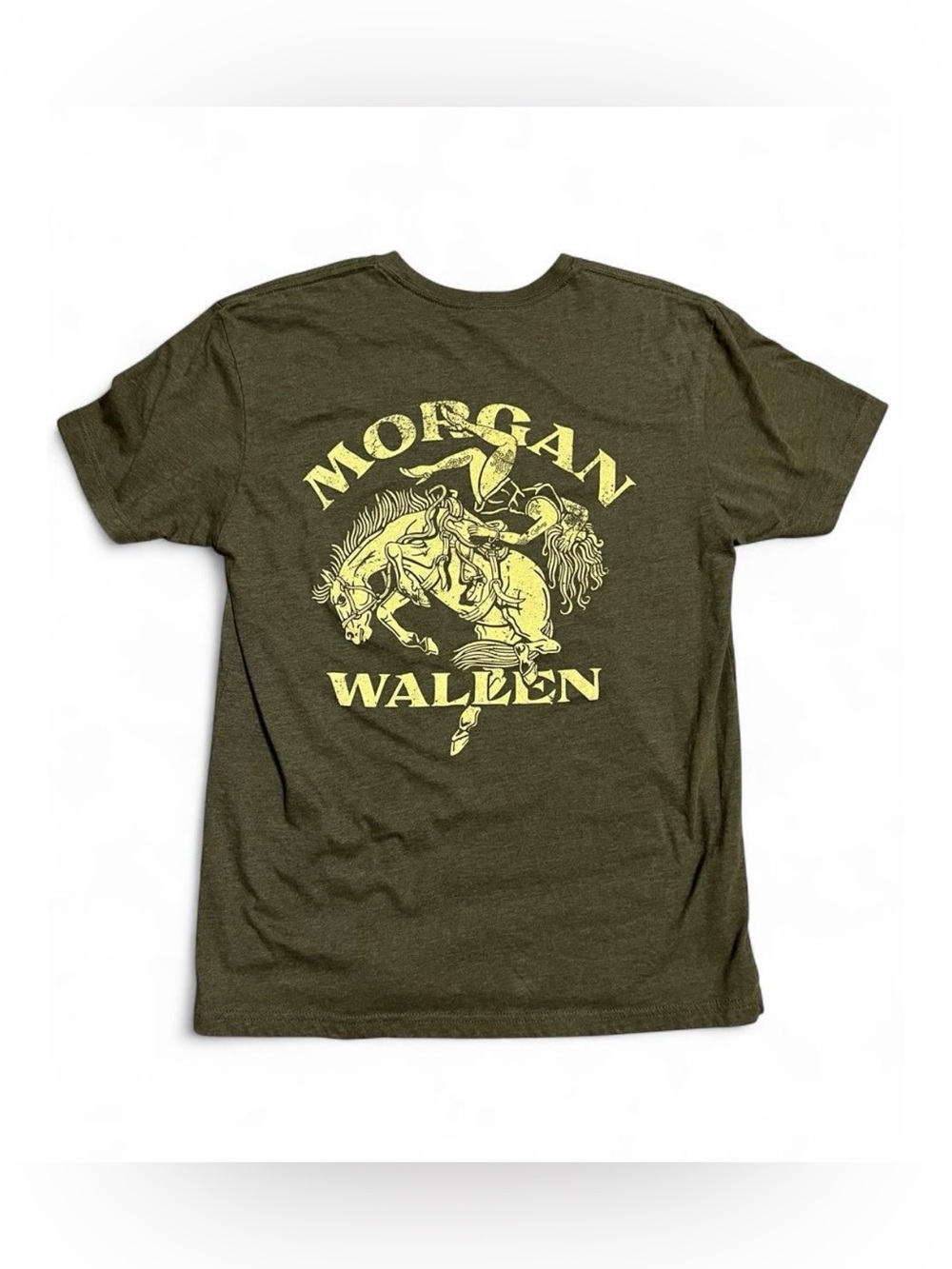 Next Level Apparel Olive Tee with Yellow Rodeo Graphic